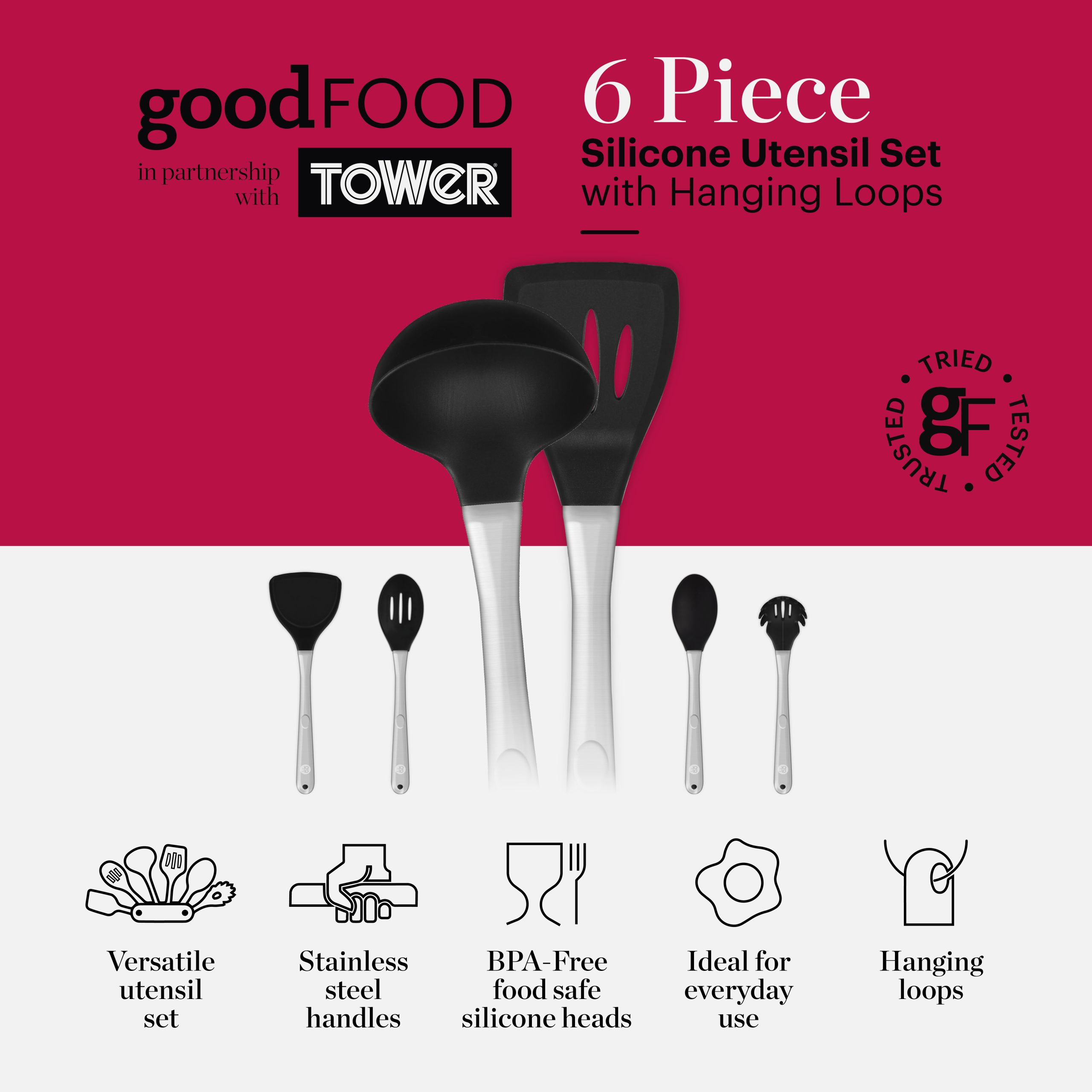 <a href="https://housewares100.co.uk/voting-details/?entryid=64" target="_blank">Good Food In Partnership with Tower- The 6 Piece Silicone Utensil Set and 4 Piece Gadget Set, RKW</a>